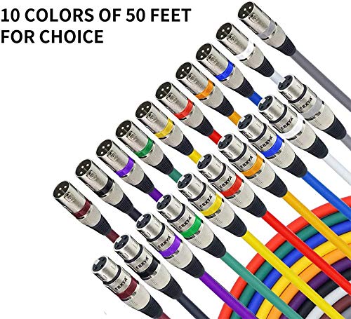 [AUSTRALIA] - EBXYA XLR Microphone Cable DMX Cables 50 ft, XLR Mic Cords XLR Male to Female 50 Feet, White 50ft 