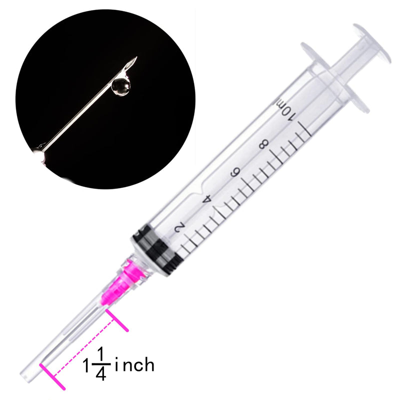 20 Pack 10ml Industrial Sterile Syringes with 18Ga 1.5 Inch, Plastic Disposable Syringe for Scientific Labs, Liquids Refilling and Measuring 10 ml