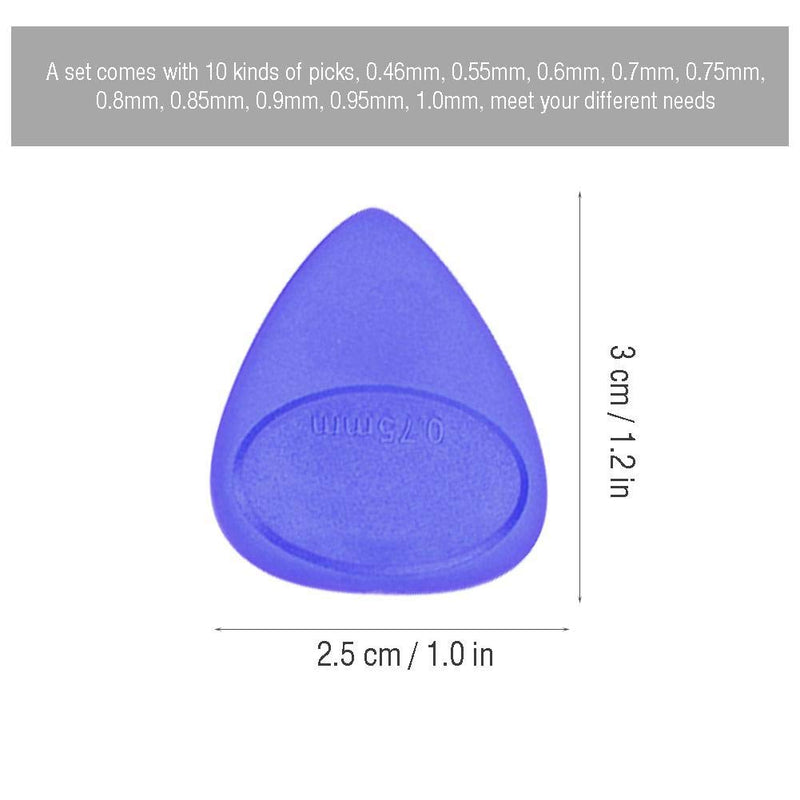 Dilwe Guitar Pick Plectrum, 10 Pcs Guitar Pick Holder Plectrum Musical Instrument Accessory (0.46mm-1mm Thickness) Blue