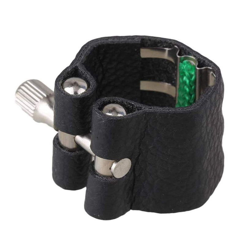 Jiayouy Artificial Leather Alto Saxophone Mouthpiece Sax Ligature Fastener Compact Durable Black