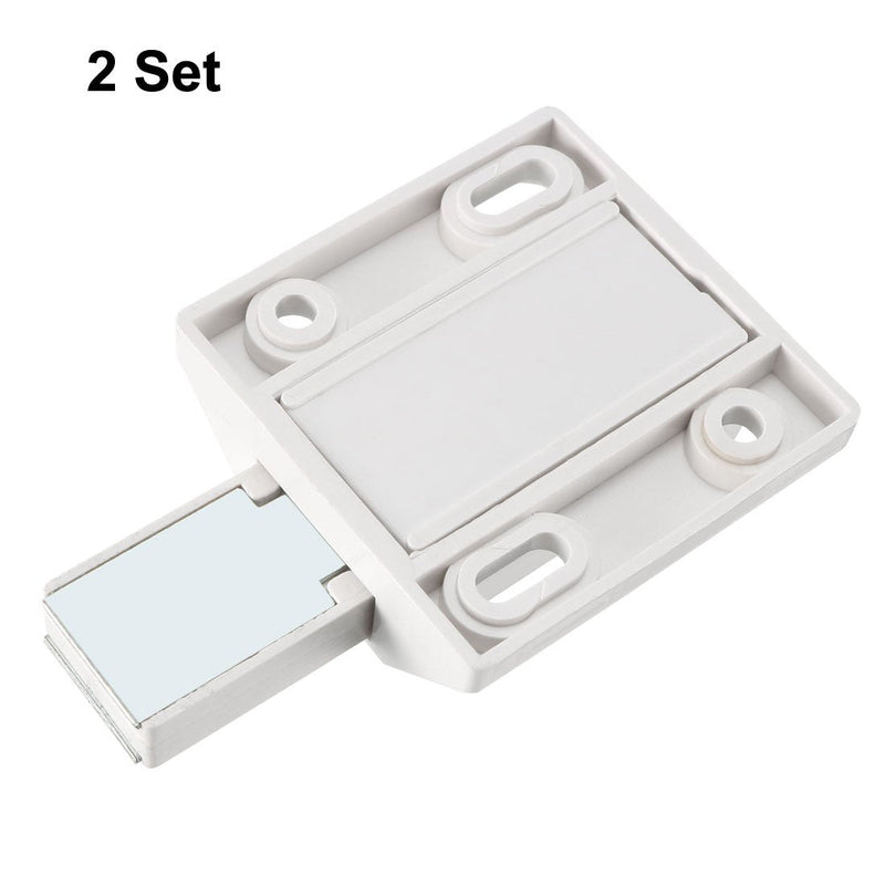 uxcell 8-10mm Glass Door Magnetic Touch Catch Latch Closure Plastic White with Clamp 2 Set