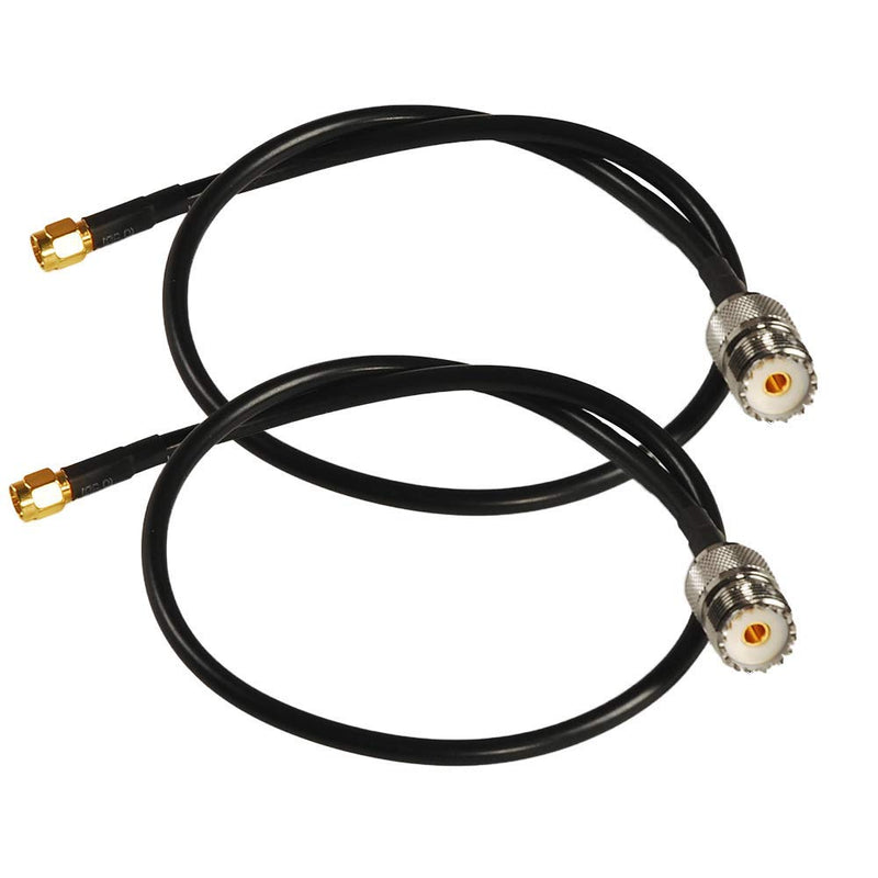 VideoPUP SMA Male PL259 to UHF Female SO239 Extension Cable Connectors, 2pcs 20inch / 50cm - for Yaesu, Icon, Alinco, Kenwood, Wouxun & TYT Amateur Radios