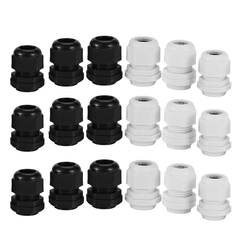 MAKERELE 45PCS Cable Gland Kit Plastic Waterproof Adjustable 3-15mm Cable Glands Joints,Black Black Cable gland kit