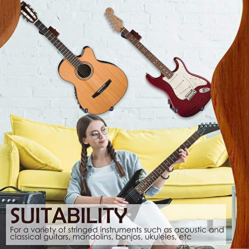RawRock Horizontal Guitar Hanger Tilt and Display Your Guitar, Ukulele, Bass, Electric Guitar, Banjo at a Slanted Angle Sideways - Hang for easy access (Clear Finish) Clear Finish