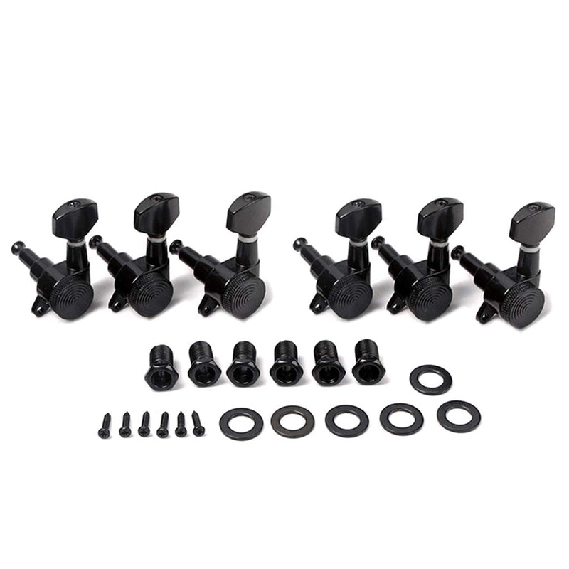 Alnicov 6L Inline Locked String Guitar Tuning Pegs keys Tuners Machine Heads Tuners Keys,Black