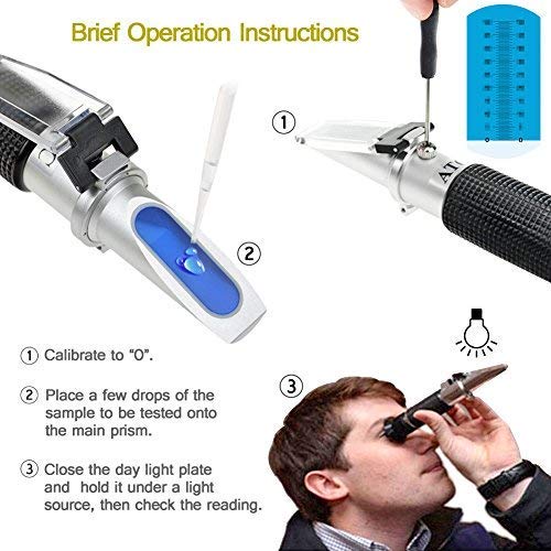 Logic Box Sucrose Refractometer for Honey Moisture, Brix and Baume, 3-in-1 Uses, 58-92% Brix Tester with ATC, Ideal for high Sugar Maple Syrup, and Molasses, Malt,Bee Keeping Supplies