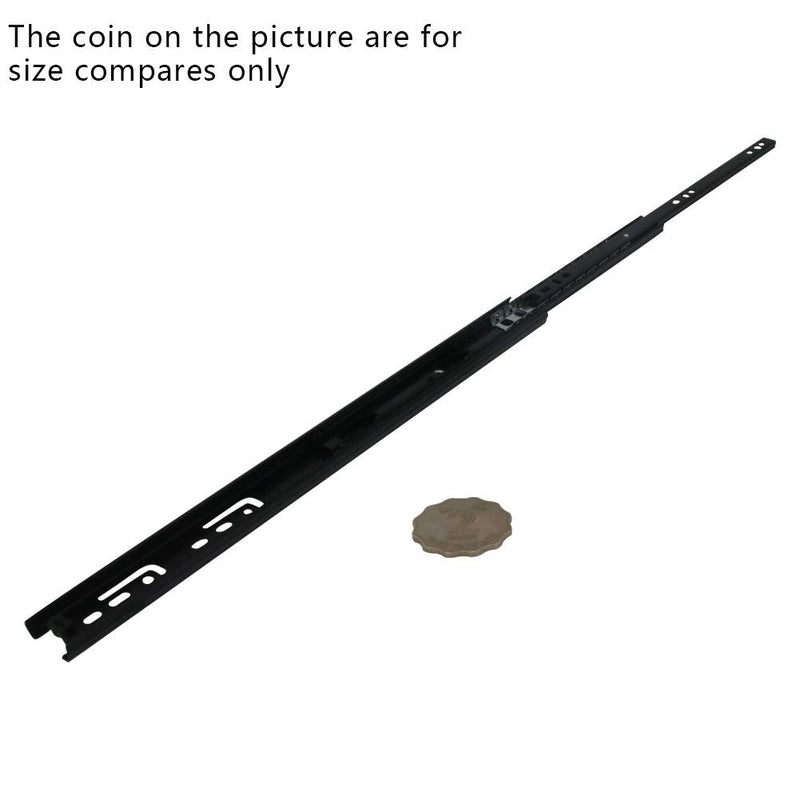 MroMax 380mm Cold Rolled Steel Drawer Slides, Full Extension Ball Bearing Slide Track Rail 30mm Wide 100lb Capacity Black 1 Pair