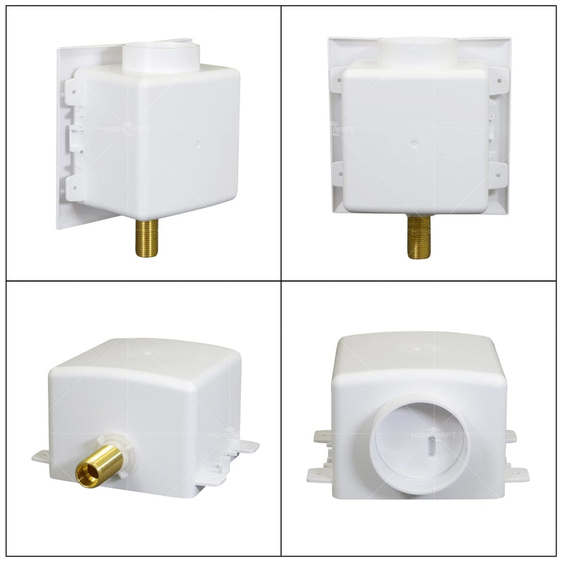 Highcraft TC100-U Icemaker Outlet Box with Valves 1/2'' MIP/SWT White ABS (Single)
