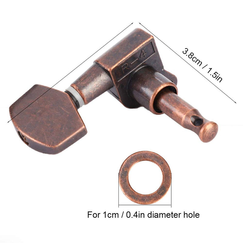 Guitar Tuning Peg, 3L3R 6 Pieces Copper Distressed Guitar String Tuner Machine Heads Knobs Locking Tuning Keys for Acoustic Electric Guitar