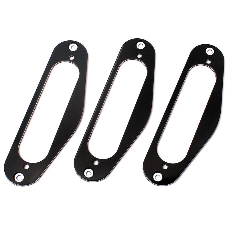 Alnicov 3 Pcs Metal Single Coil Surround Pickup Plate Mounting Ring for TL Electrical Guitar Black