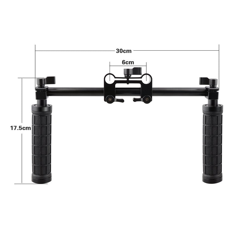 CAMVATE Handle Grips Front Handbar Clamp Mount for 15mm Rod Support System Shoulder Rig(Black)