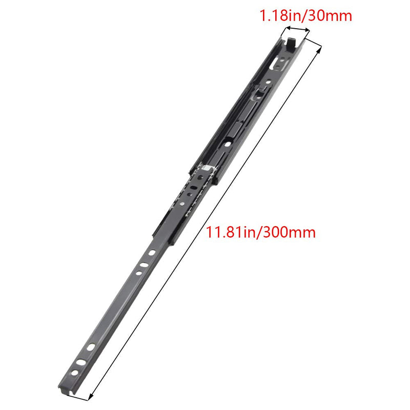 MroMax 12Inch Cold Rolled Steel Drawer Slides, Full Extension Ball Bearing Slide Track Rail 30mm Wide 100lb Capacity Black 1 Pair