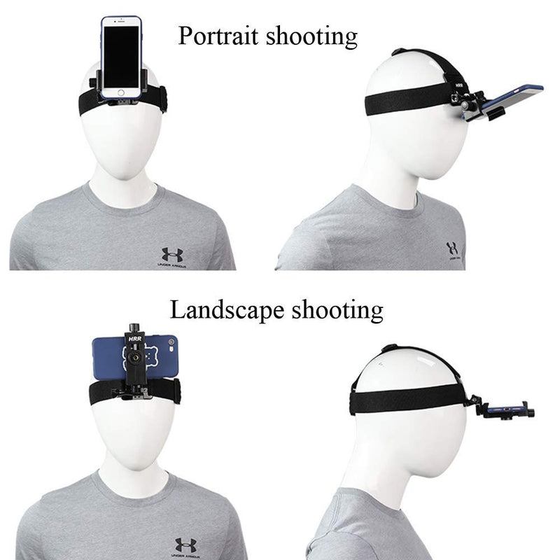 [AUSTRALIA] - Head-Mounted Mobile Phone Holder,First-Person View Video Outdoor Live Shooting Bracket with Phone Clip(4"-7") for iPhone Samsung Smartphones and GoPro Insta360 Sony DJI Action Camera Head Mount Strap 
