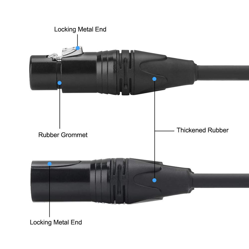 [AUSTRALIA] - Eyeshot XLR Cable, 2 Pack 10ft Premium Microphone Cable Male to Female, Balanced 3 Pin XLR Microphone Patch Cable with All Copper Conductors for Microphones, Studio Recording and Live Sound 10 Feet Black 