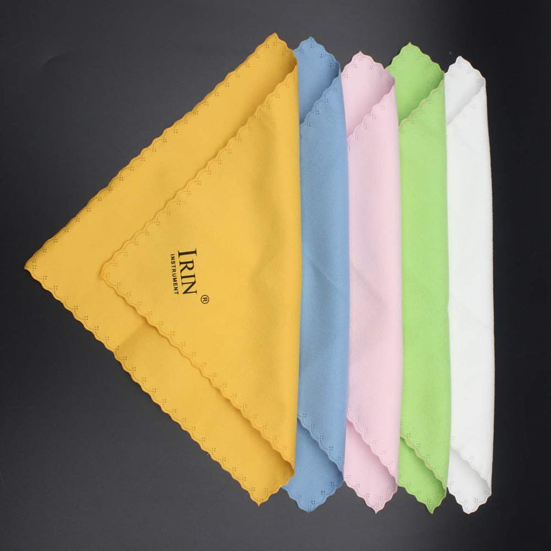 Luvay 5pcs Microfiber Polishing Cleaning Cloth with Case (EVA Box) for Musical Instrument Guitar, Piano, Violin, Sax, Clarinet, Flute Universal