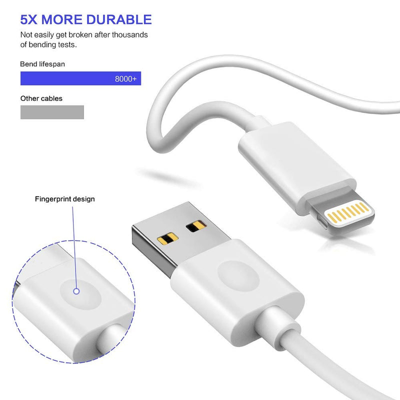 iPhone Charger, [Apple MFi Certified] AEAOA 2Pack 6FT USB to Lightning Cable Power Fast Charging Data Sync Transfer Cord Compatible with iPhone 12 11 Pro Max XS XR X 8 7 Plus 6S SE iPad and More White