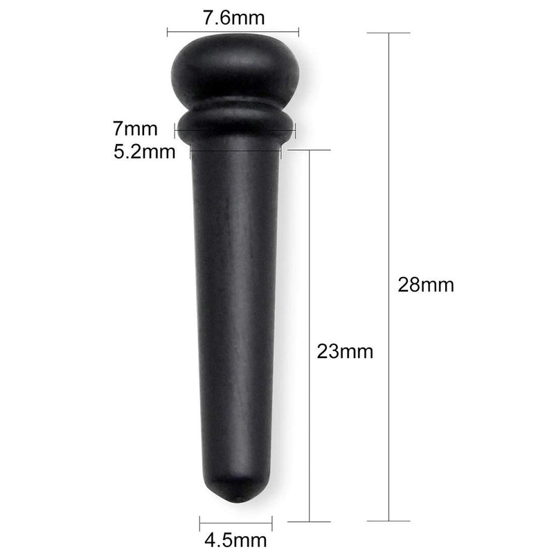 Blisstime 6pcs Ebony Guitar Pins Inlaid Abalone Dot Acoustic Guitar Replacement Parts