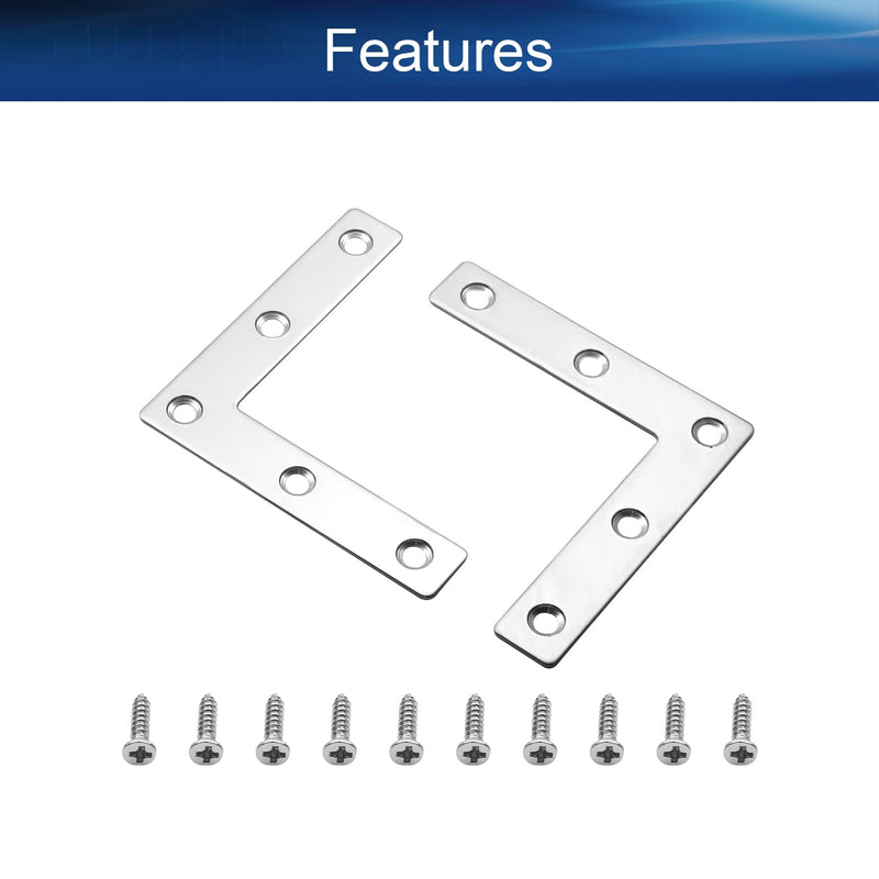 Heyiarbeit 10PCS L-Shaped Right Angle Bracket (L x W) Stainless Steel Right Angle Bracket Fastener Silver