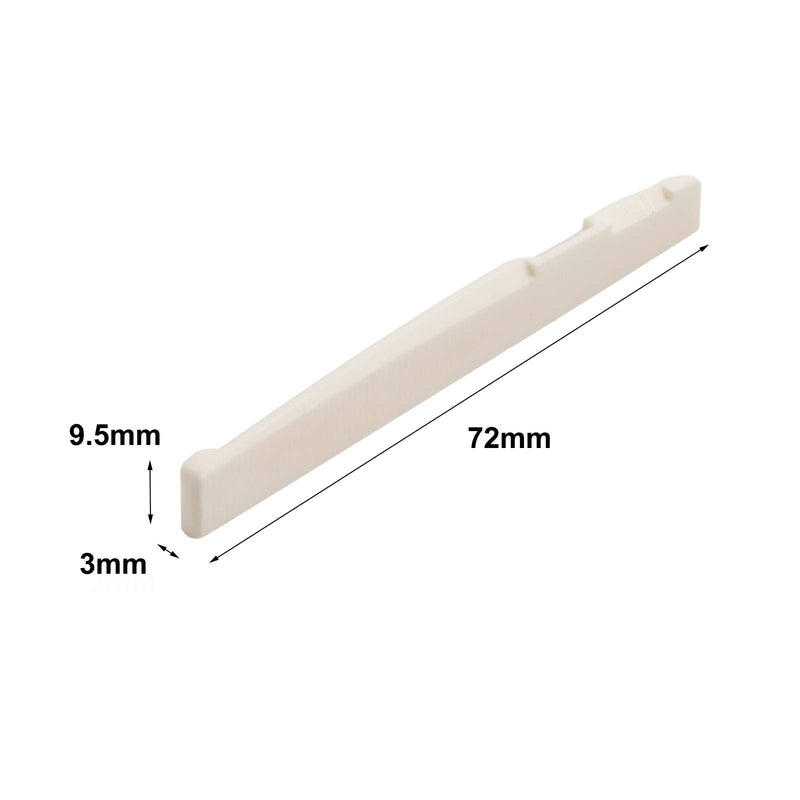 Randon 6 String Guitar Bridge Saddle and Nut Cattle Bone Slotted Replacement Compatible with Folk and Acoustic Guitar (Nut: 43×9×6mm+Saddle: 72×9.5×3mm) Nut: 43×9×6mm+Saddle: 72×9.5×3mm