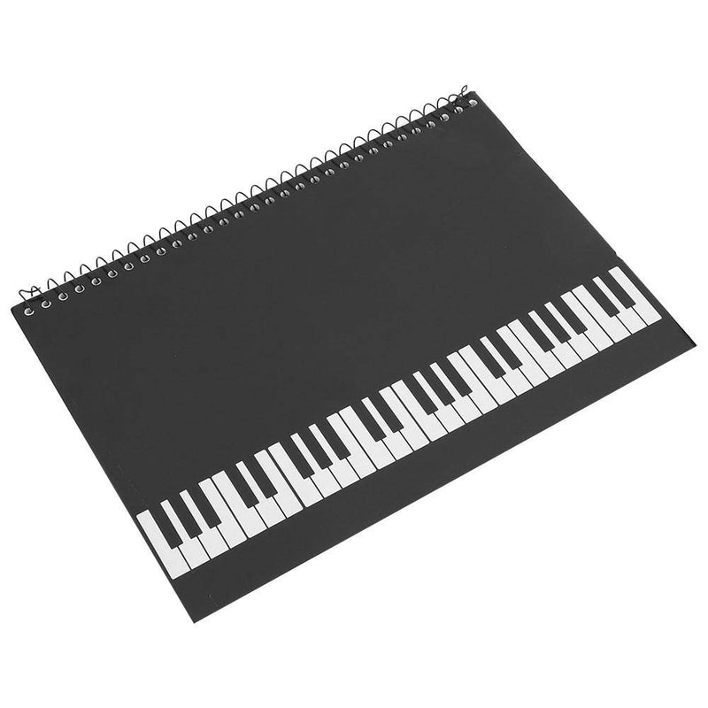 Manuscript Paper Notebook, 50 Pages Musical Notation Staff Notebook Music Manuscript Writing Paper (Black Piano)