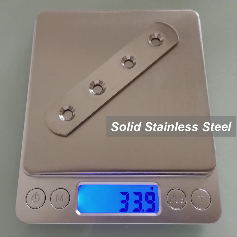 YEWLACA 8 Pack Flat Straight Brace Brackets 4 Inch Stainless Steel Mending Plates Repair Fixing Brackets Heavy Duty Straight Repair Joining Plates with Screws 4 Inch (8 pack)