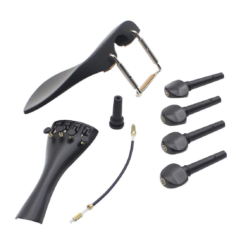 Chienti - SET 4/4 Violin Chin Rest Chinrest with Tuning Peg Tailpiece Fine Tuner Tailgut Endpin Violin Accessory Kit