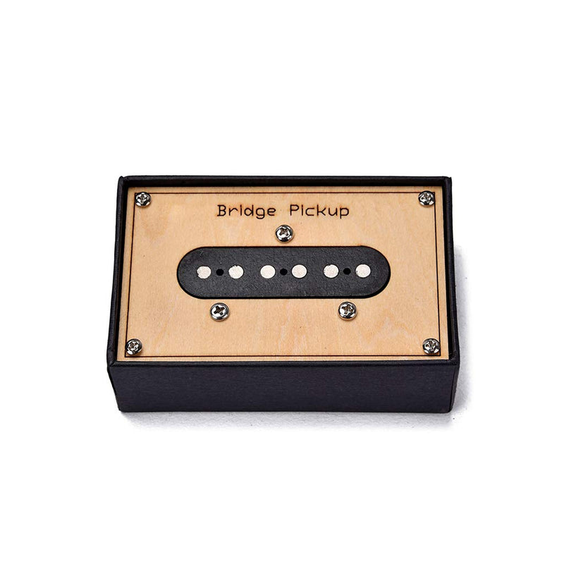 Alnicov Guitar Pickup Alnico V Single Coil Bridge Position with Wooden Box, Springs and mounting Screws for Electric Guitars - Black (Excellent Sounds)