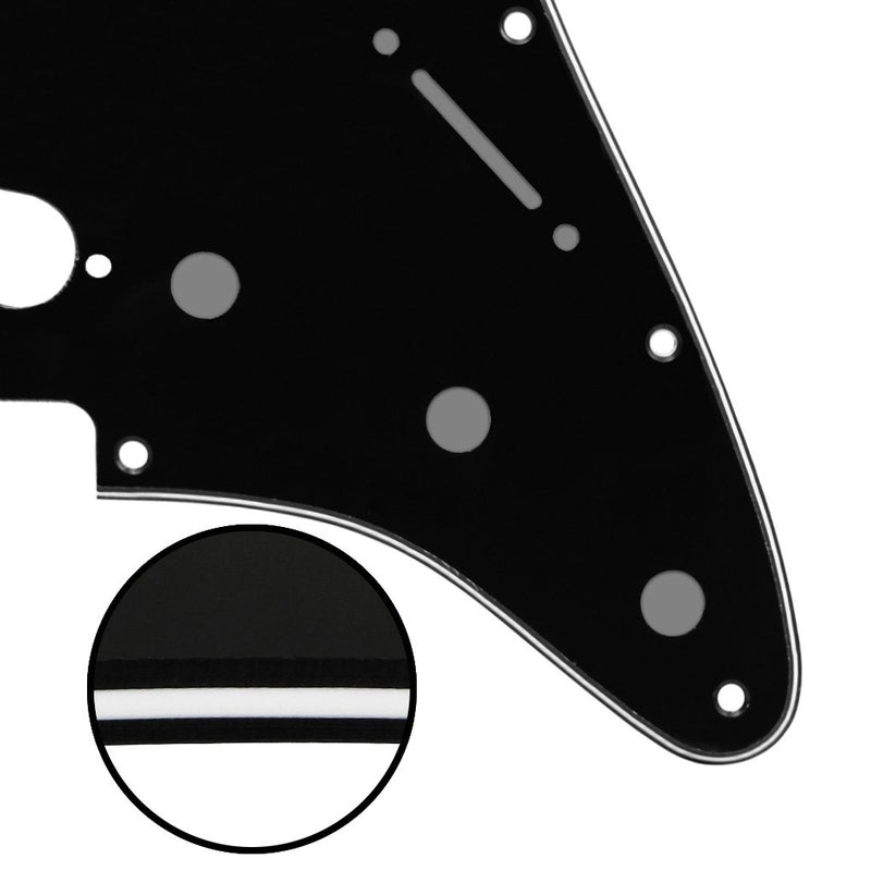 IKN 11 Hole Stratocaster Pickguard SSS Guitar Pick Guard Back Plate with Screws for Fender Standard Strat Guitar Replacement, 3Ply Black