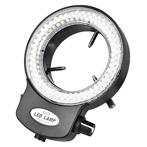 Microscope Camera Ring Lamp 144 LED Beads Light Source Brightness Adjustable Variable Control Shadowless Lighting(US Plug 110‑220V (White))