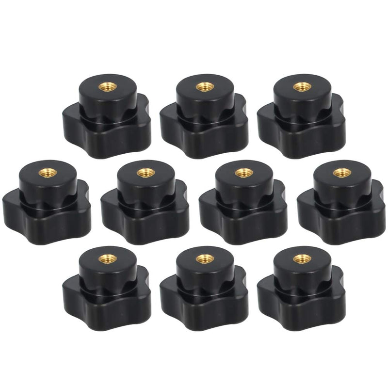 Bettomshin 10Pcs M5 Star Shape Knob Female Thread Nut Galvanized Screw Black Baklite Screw-On for Lathe Machine, Mechanical Equipment, Instrument and Apparatus,Industry Equipment