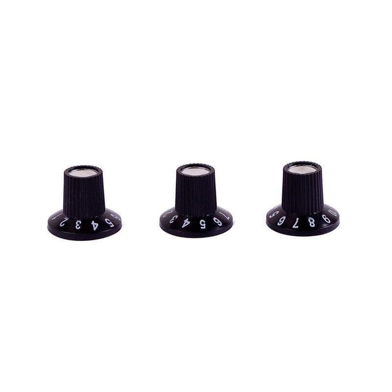 Alnicov 3pcs Guitar Amplifier Knobs AMP Skirted Volume Tone Control Knobs for Guitar Parts(Black&Silver)