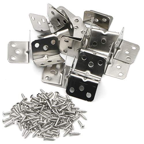 Pxyelec Stainless Steel Right Angle Code Corner Brace Joint Bracket Angle, 6 Hole, 36mm x 28mm x 1.0mm (Thick), Pack of 20 36mm x28mm x1.0mm