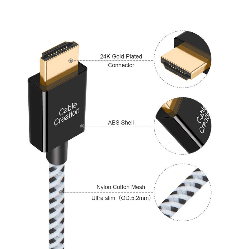 CableCreation HDMI 2.1 Cable,8K Ultra High Speed HDMI Cable 48Gbps with Braid,Support HDR,eARC,Dolby Vision,VRR, Nintendo Switch, Roku, Xbox one, Xbox Series X, PS5, PS4, 3.3Feet