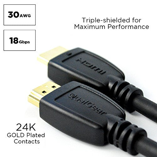 [AUSTRALIA] - QualGear High Speed HDMI 2.0 Cable with Ethernet (10 Feet) - 100% OFC Copper, 24K Gold Plated Contacts, Triple-Shielded. Supports 4K Ultra HD, 3D, 18 Gbps, Audio Return Channel (QG-CBL-HD20-10FT) 1 Pack 10 Feet 
