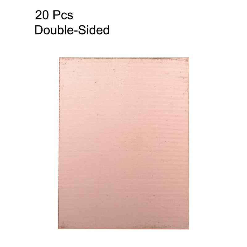 uxcell Double-Sided Copper Clad Laminate PCB Circuit Board, FR4 100x75mm 3.94x2.95 inch, 1.5mm Thickness DIY Prototyping PCB Board, Name Board, 20pcs 20