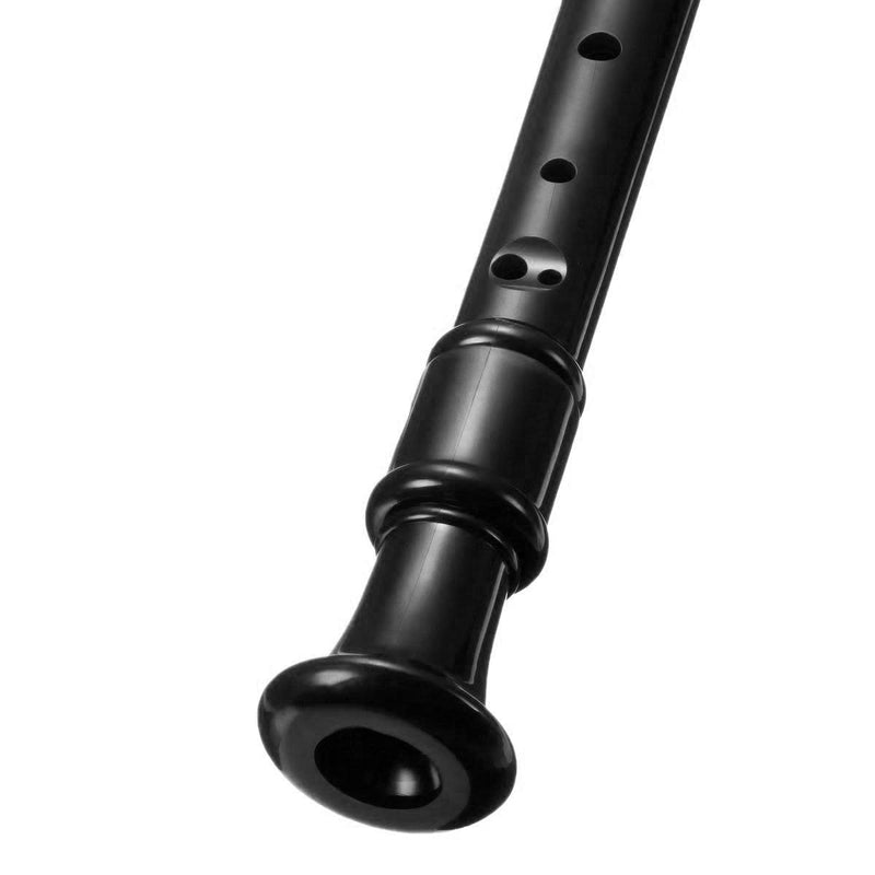 KINGSO 8-Hole Soprano Descant Recorder With Cleaning Rod + Case Bag Music Instrument (Black) Black