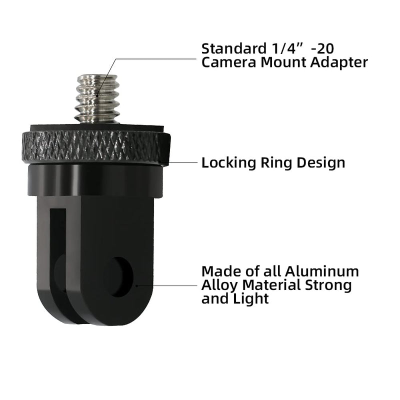 1/4 Inch Aluminum Metal Camera Mount Adapter,Conversion Camera Tripod Mount Compatible with GoPro Hero 10/9/8/7 Black,Sony Action Cameras and Other Standard 1/4 Accessories（2 Packs） Aluminum straight adapter