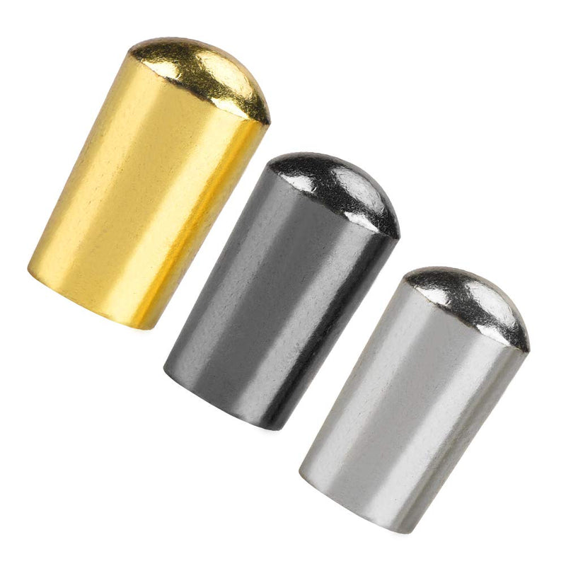 Alomejor 3Pcs Guitar Switch Tip Copper 3.5mm Guitar Switch Cap for Electric Guitar 3 Way Toggle Switch Knob Tip Cap Silver + Black + Gold,