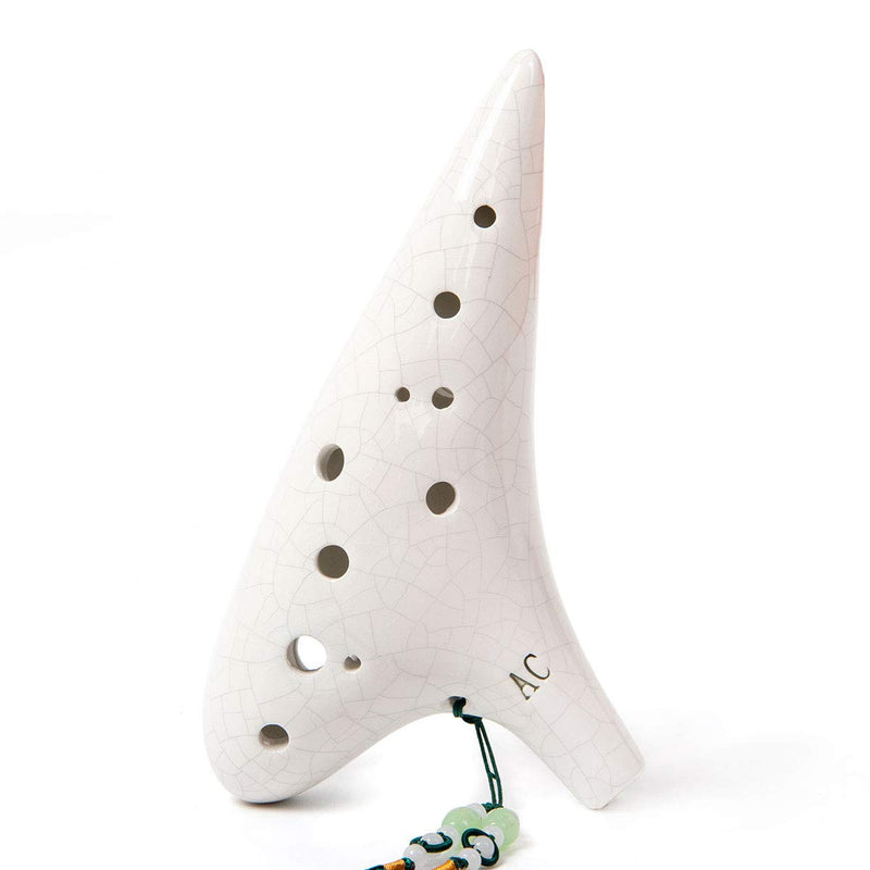 Ocarina 12 Tones Alto C with Song Book Display Stand Neck String Neck Cord (White) White