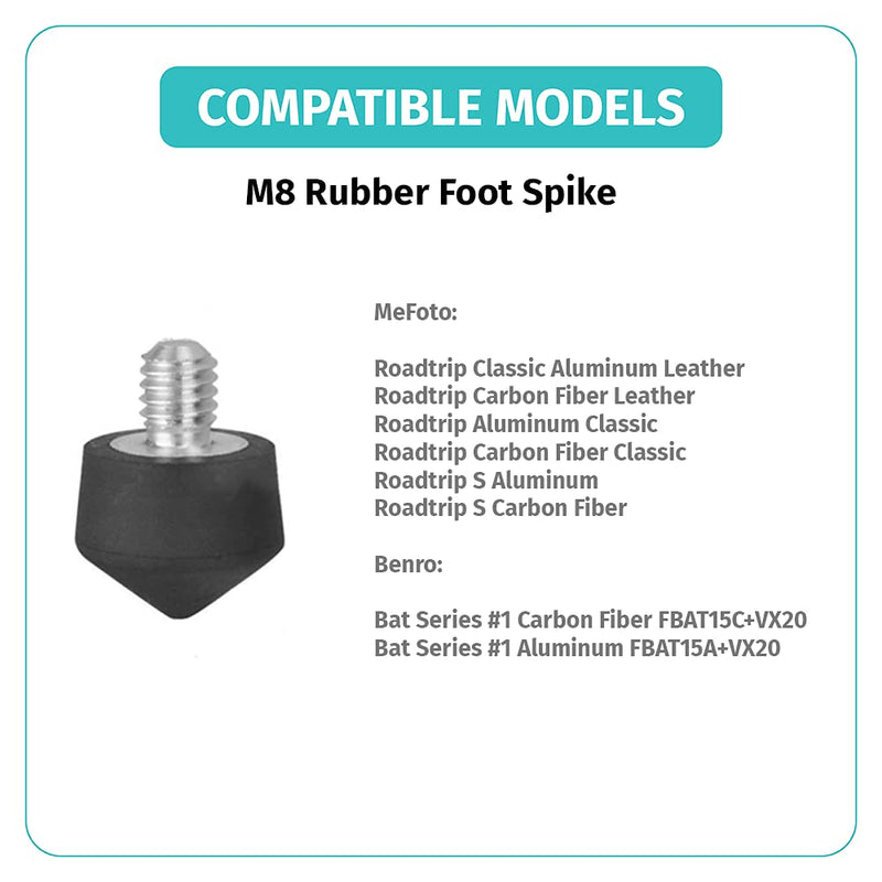 [AUSTRALIA] - Foto&Tech 3 Pieces Universal Anti Slip Rubber Tripod Feet Compatible with Benro Gitzo Induro Kingjoy Manfrotto, Thread Tripod Foot Replacement for Smooth and Uneven Surfaces (M8) M8 