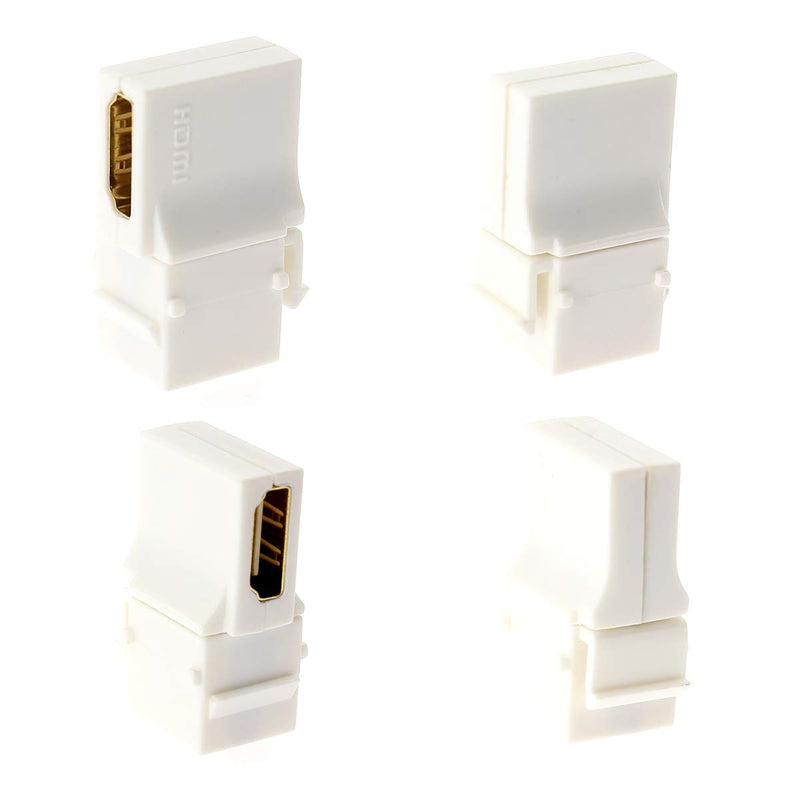 HDMI Keystone Coupler, 10Pack 90 Degree 90° HDMI Keystone Insert Female to Female Adapter Connectors for Wall Plate - White HDMI - White1