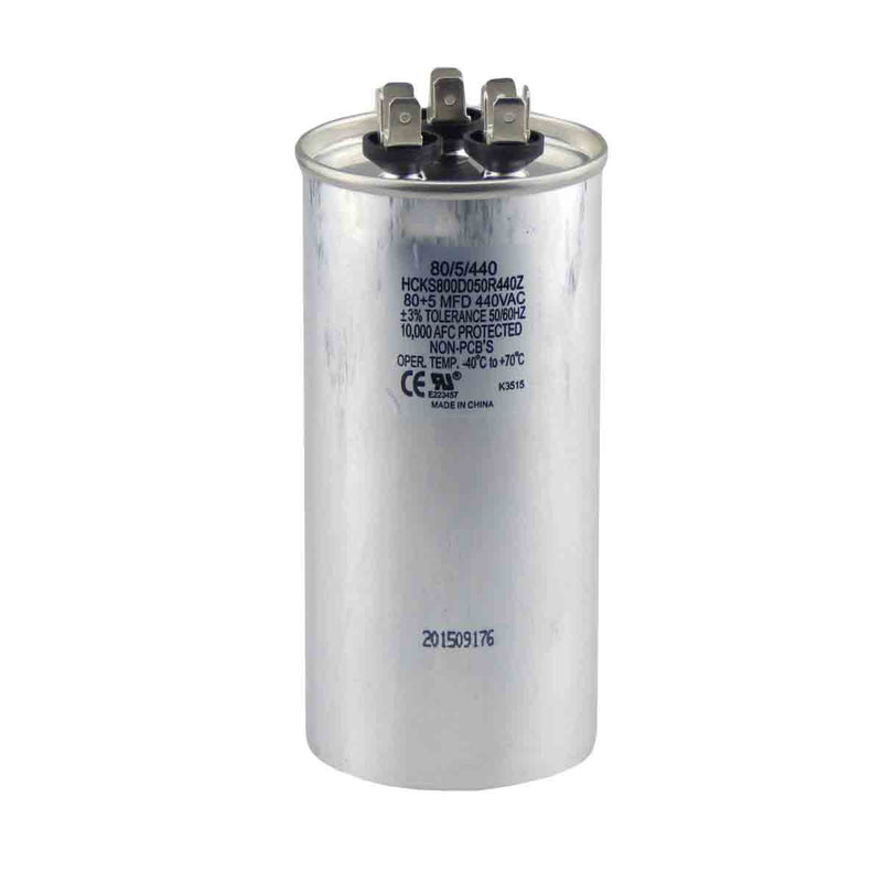 80/5 MFD 440 or 370 Volt Round Run Capacitor Replacement TradePro 80+5
