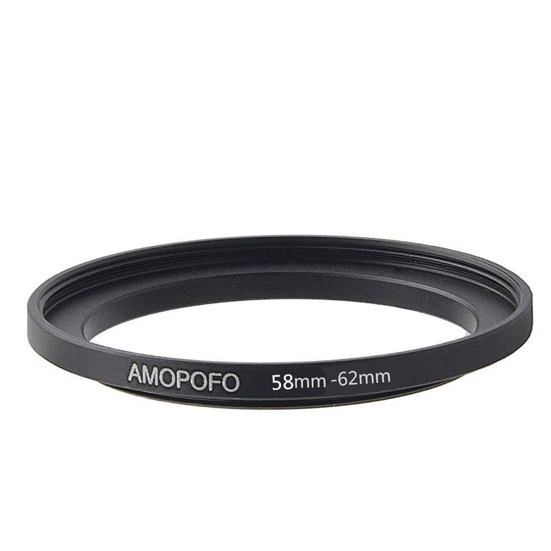58-62mm Metal Ring/58mm to 62mm Step-Up Ring for Filters,Made of CNC Machined Space Aluminum with Matte Black Electroplated Finish,Compatible with All 58mm Camera Lenses & 62mm Accessories 58 to 62mm Step Up Ring Adapter