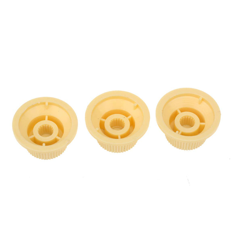 Musiclily Pro Plastic Metric Size Abalone Top Strat Knobs for Squier ST Style Guitar, Cream(Set of 3)