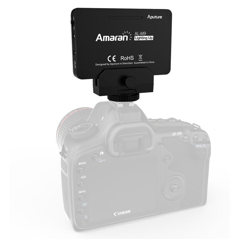 Aputure AL-M9 on Camera Daylight Mini LED Light Pocket Sized LED Fill Light 5500K with 9pcs SMD Light Beads for DSLRs