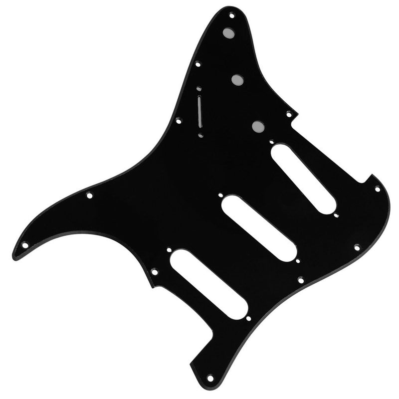 IKN 11 Hole Stratocaster Pickguard SSS Guitar Pick Guard Back Plate with Screws for Fender Standard Strat Guitar Replacement, 1Ply Black