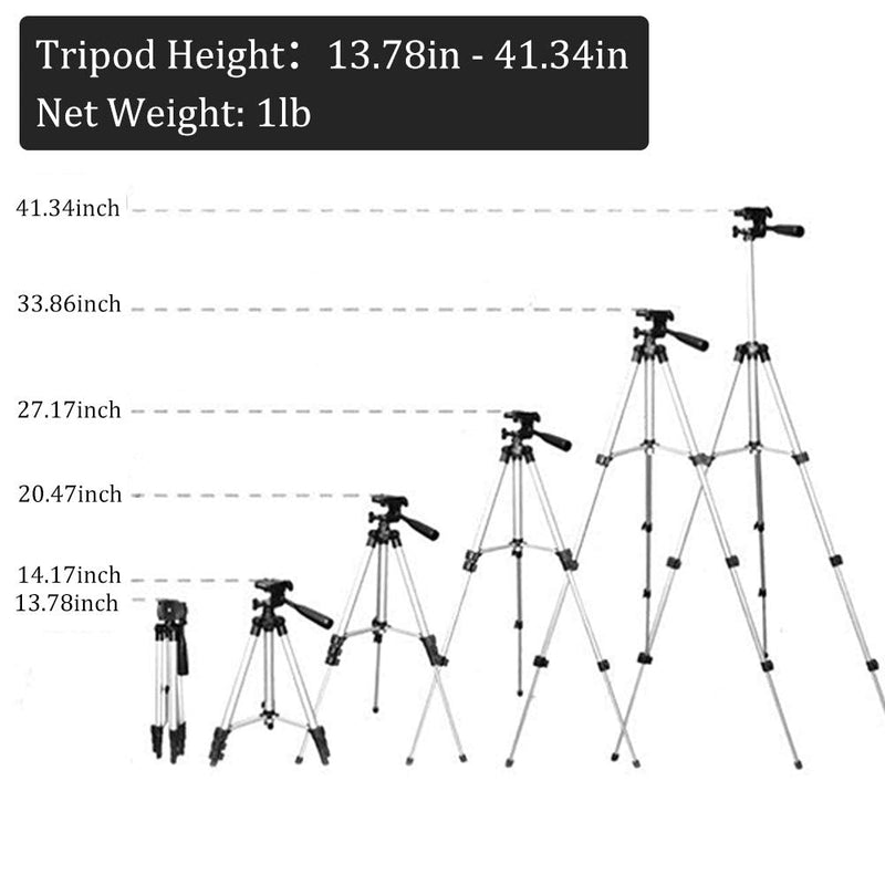 41" Extendable Tripod Stand, 3 in 1 Professional Camera Holder with Phone Clip Tripod Adjustable Tripod with Portable Bag for Mobile Phone Tripod Stand Holder, Maximum Load 1.5kg