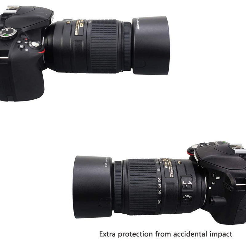 JJC Reversible Dedicated Lens Hood Shade for Nikon AF-S DX NIKKOR 55-300mm f/4.5-5.6G ED VR Zoom Lens, Nikon HB-57 Replacement Lens Hood