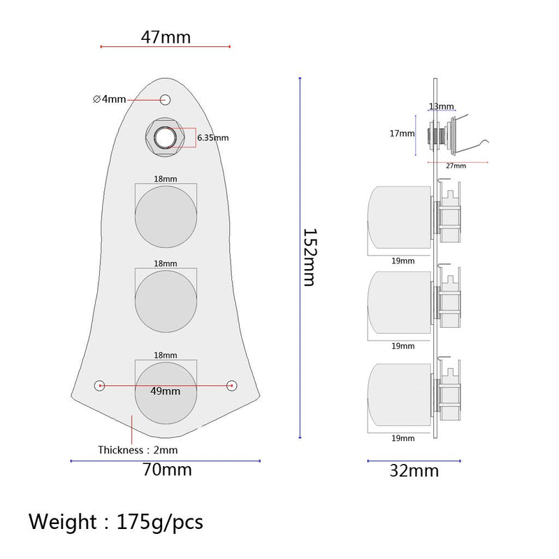 Alnicov Guitar Control Plate Wired Fully Loaded for JB Style Bass Guitar,Chrome