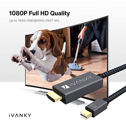 [AUSTRALIA] - Mini Displayport to HDMI Cable 2 Pack, iVanky 6.6ft Nylon Braided [Aluminum Shell] for MacBook Air/Pro, Surface Pro/Dock, Monitor, Projector, More - Space Grey 6.6ft*2 